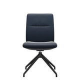 Mint Low Back Dining Chair - Paloma Oxford Blue - Matte Black Swivel Base - Armless