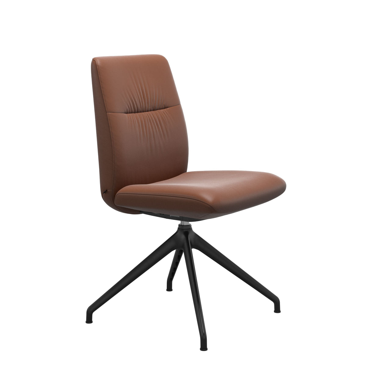 Mint Low Back Dining Chair - Paloma New Cognac - Matte Black Swivel Base - Armless