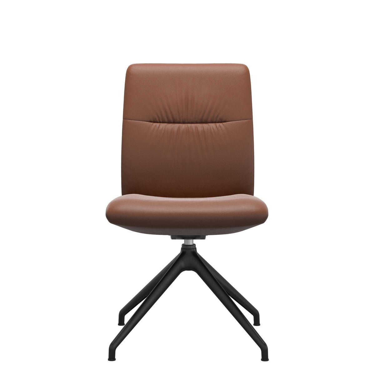 Mint Low Back Dining Chair - Paloma New Cognac - Matte Black Swivel Base - Armless