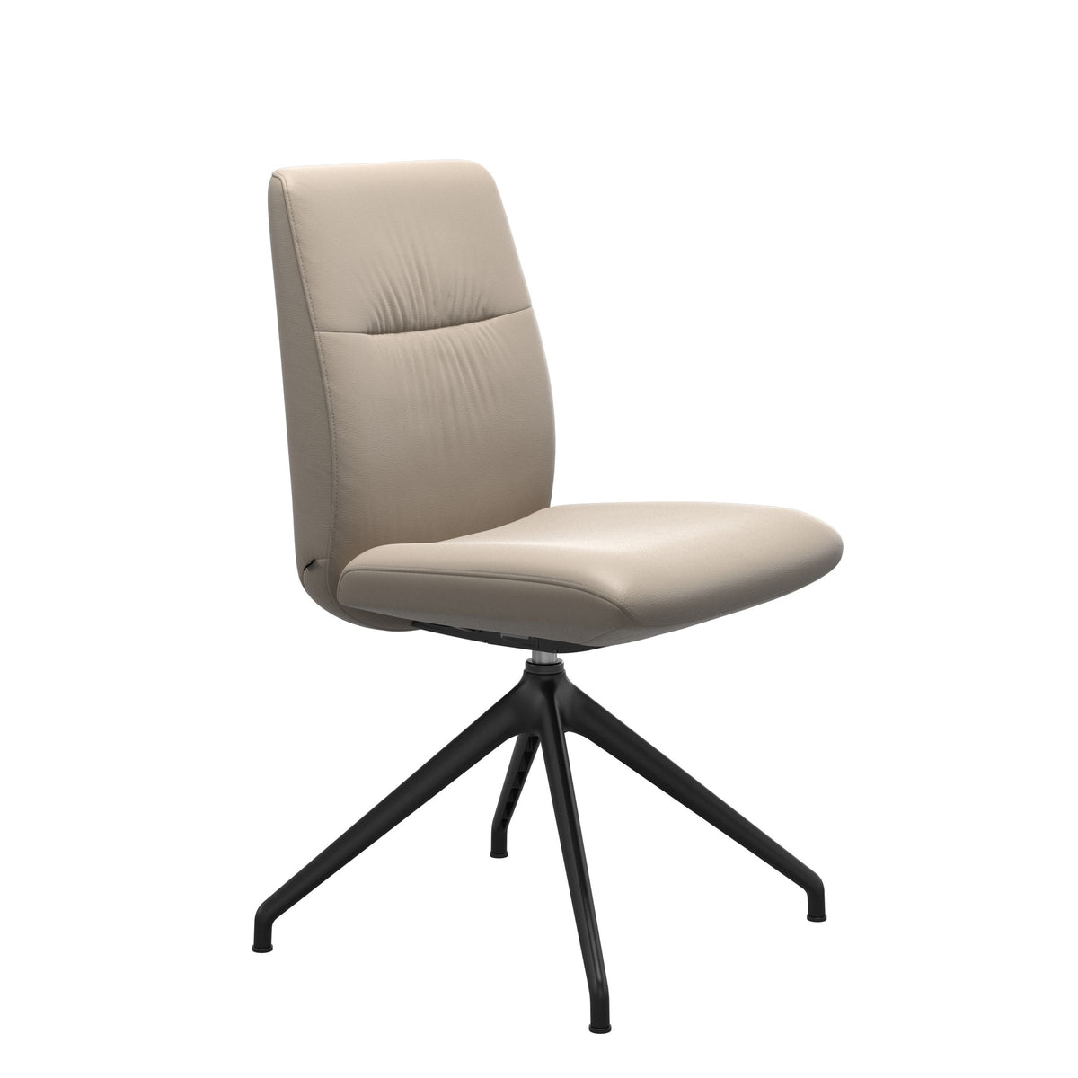 Mint Low Back Dining Chair - Paloma Mushroom - Matte Black Swivel Base - Armless