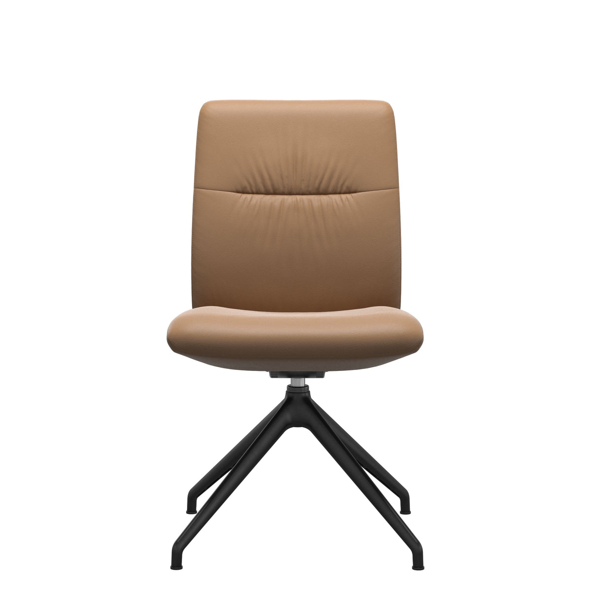 Mint Low Back Dining Chair - Paloma Taupe - Matte Black Swivel Base - Armless