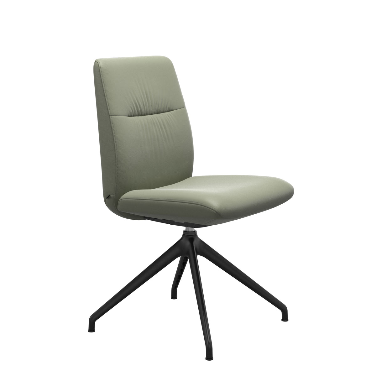 Mint Low Back Dining Chair - Paloma Shadow Green - Matte Black Swivel Base - Armless