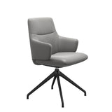 Mint Low Back Dining Chair - Paloma Silver Grey - Matte Black Swivel Base - Armchair