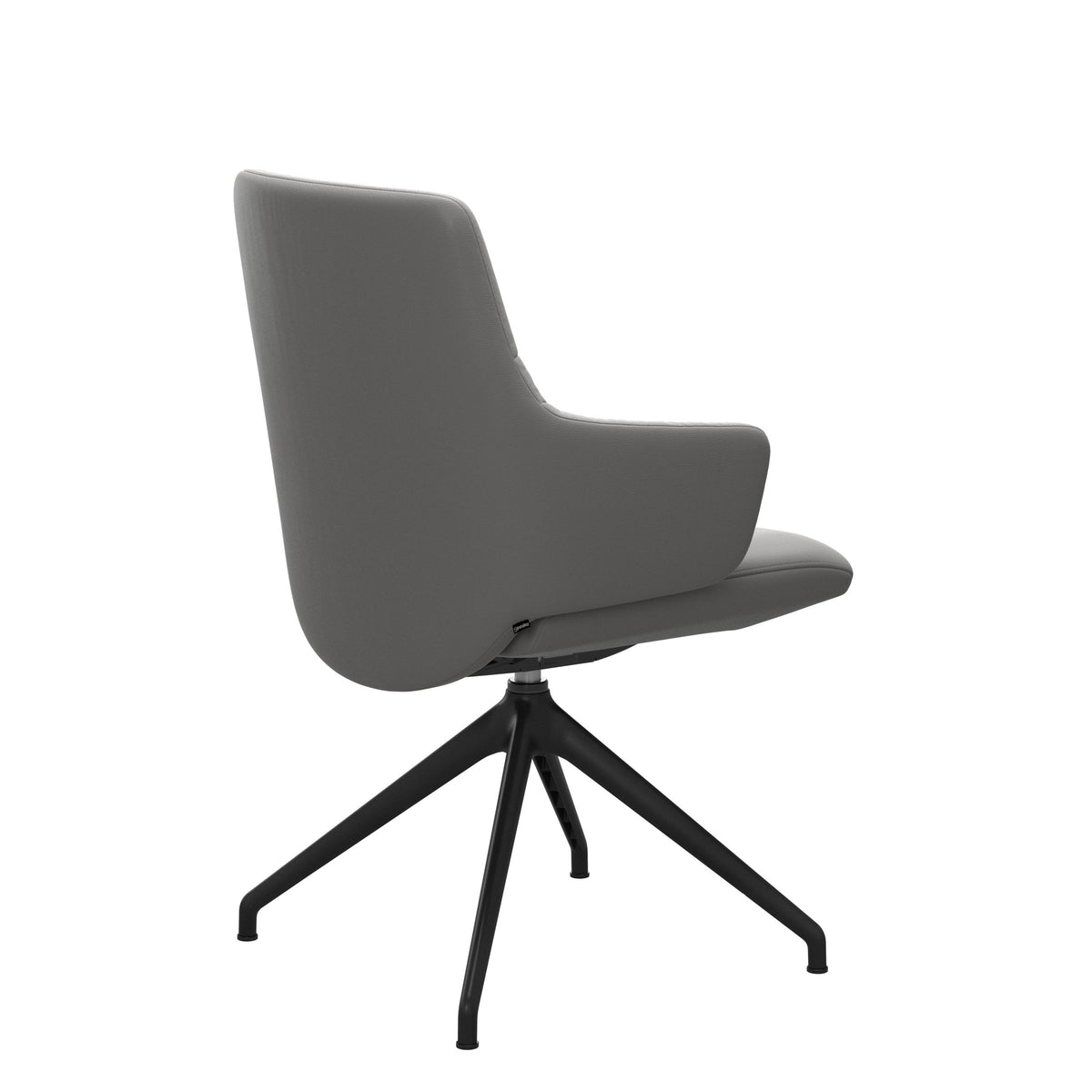 Mint Low Back Dining Chair - Paloma Silver Grey - Matte Black Swivel Base - Armchair
