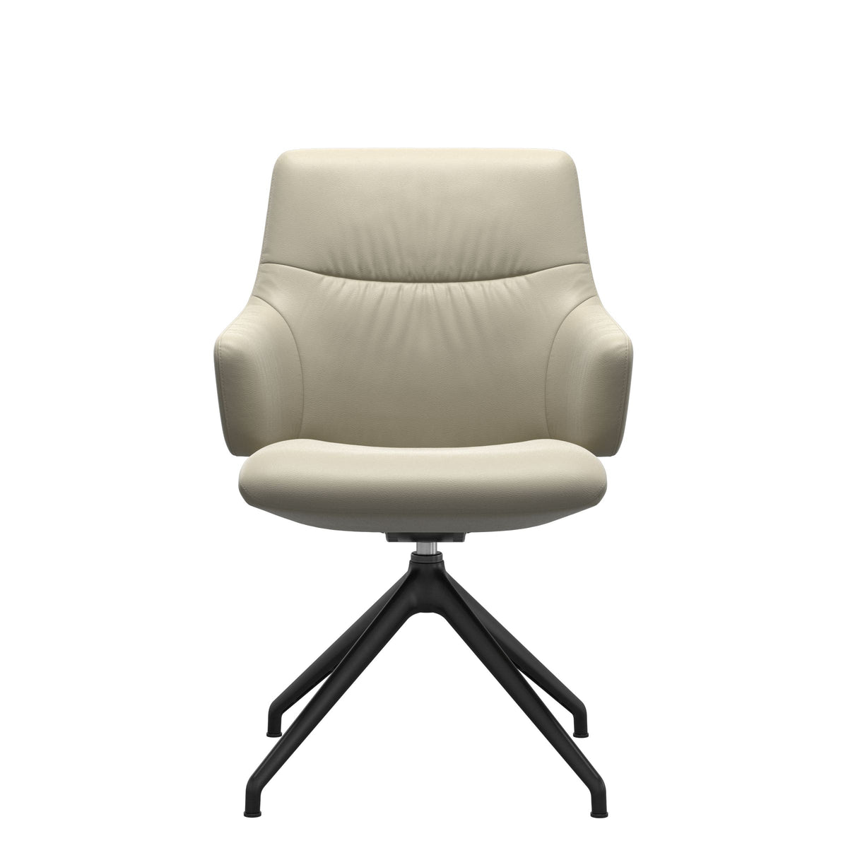 Mint Low Back Dining Chair - Paloma Light Grey - Matte Black Swivel Base - Armchair