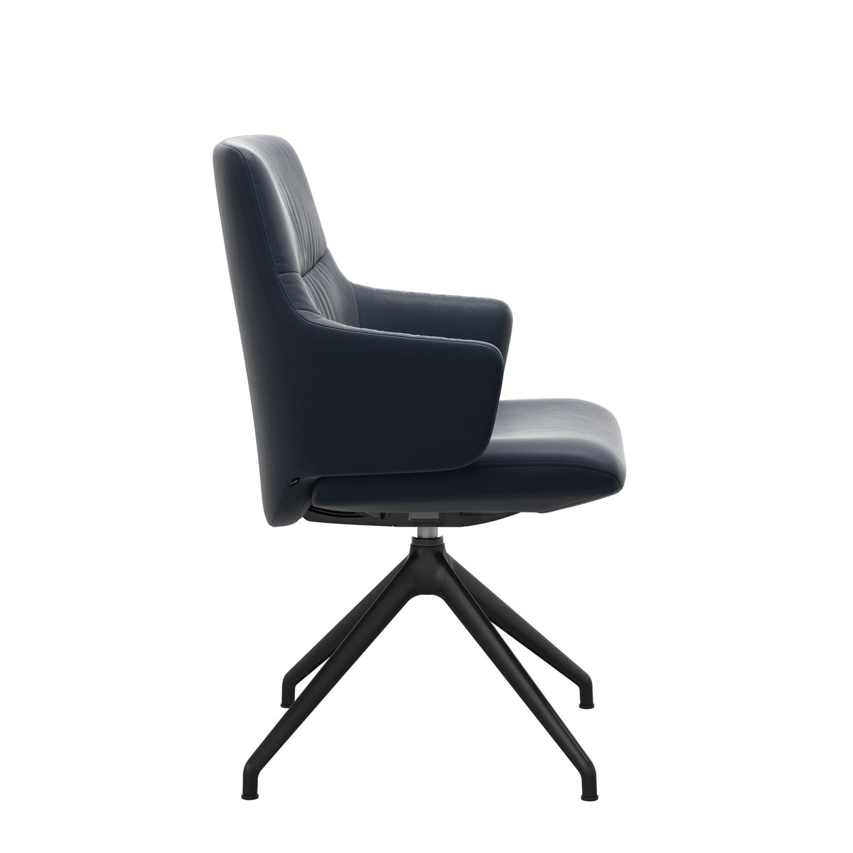 Mint Low Back Dining Chair - Paloma Oxford Blue - Matte Black Swivel Base - Armchair