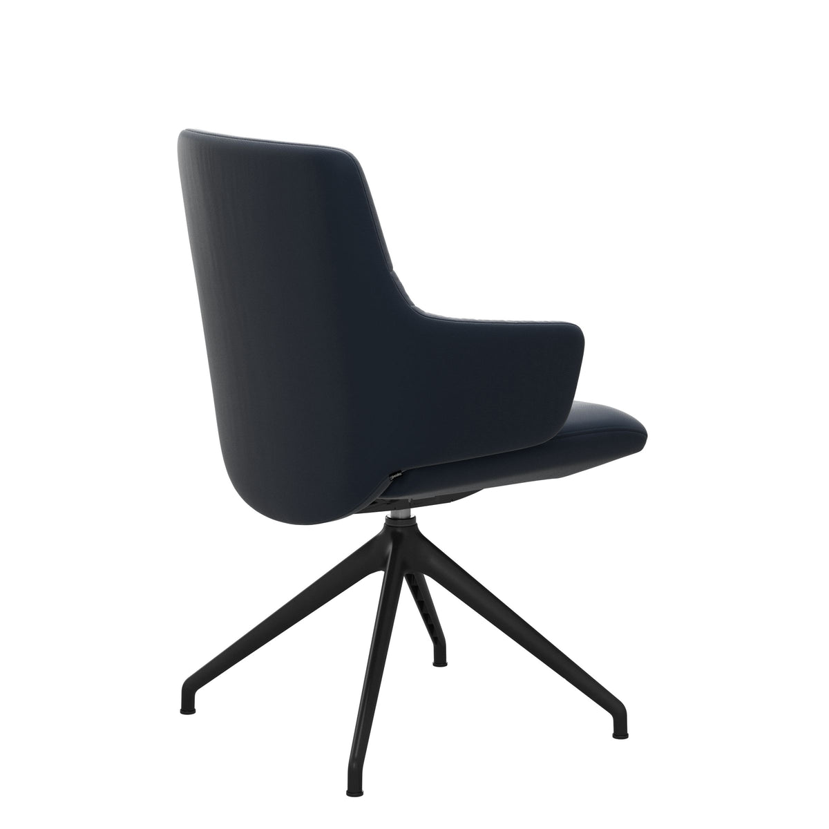 Mint Low Back Dining Chair - Paloma Oxford Blue - Matte Black Swivel Base - Armchair