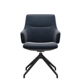 Mint Low Back Dining Chair - Paloma Oxford Blue - Matte Black Swivel Base - Armchair