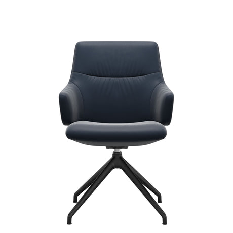 Mint Low Back Dining Chair - Paloma Oxford Blue - Matte Black Swivel Base - Armchair