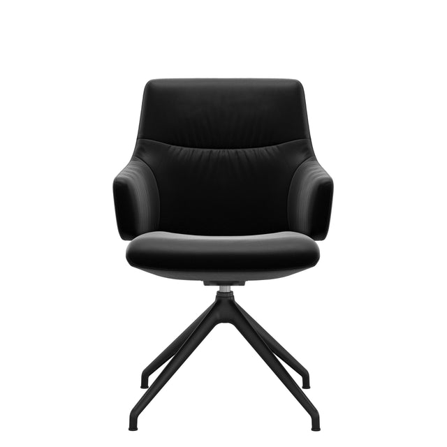 Mint Low Back Dining Chair - Paloma Black - Matte Black Swivel Base - Armchair