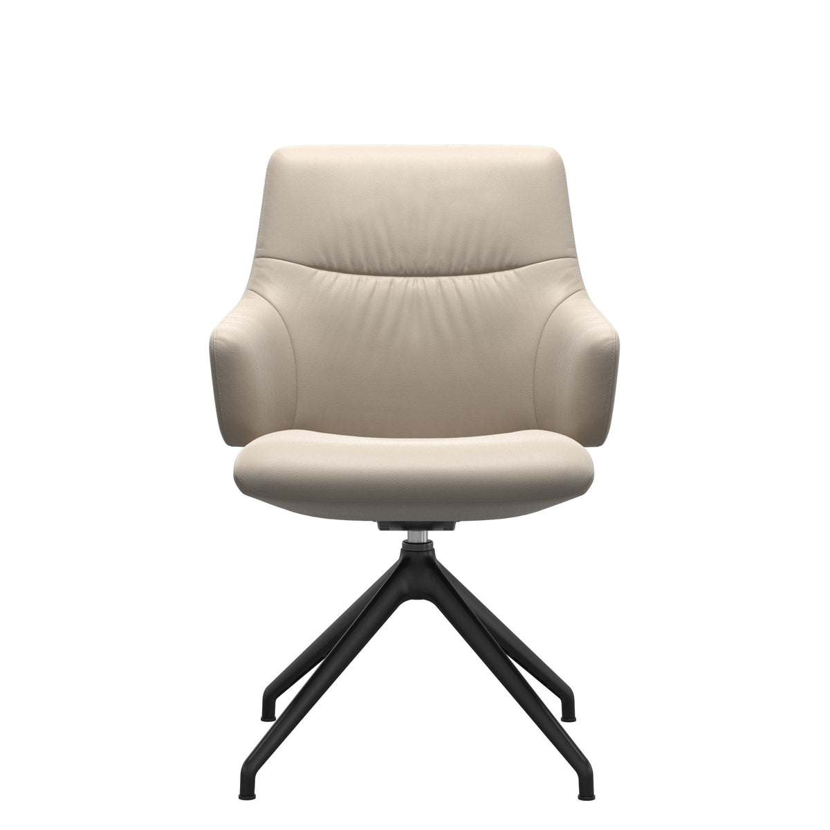 Mint Low Back Dining Chair - Paloma Fog - Matte Black Swivel Base - Armchair
