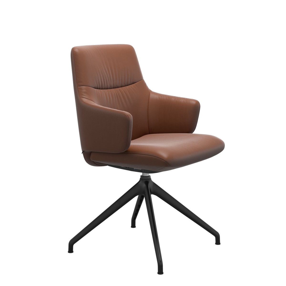 Mint Low Back Dining Chair - Paloma New Cognac - Matte Black Swivel Base - Armchair