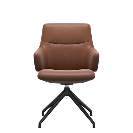 Mint Low Back Dining Chair - Paloma New Cognac - Matte Black Swivel Base - Armchair