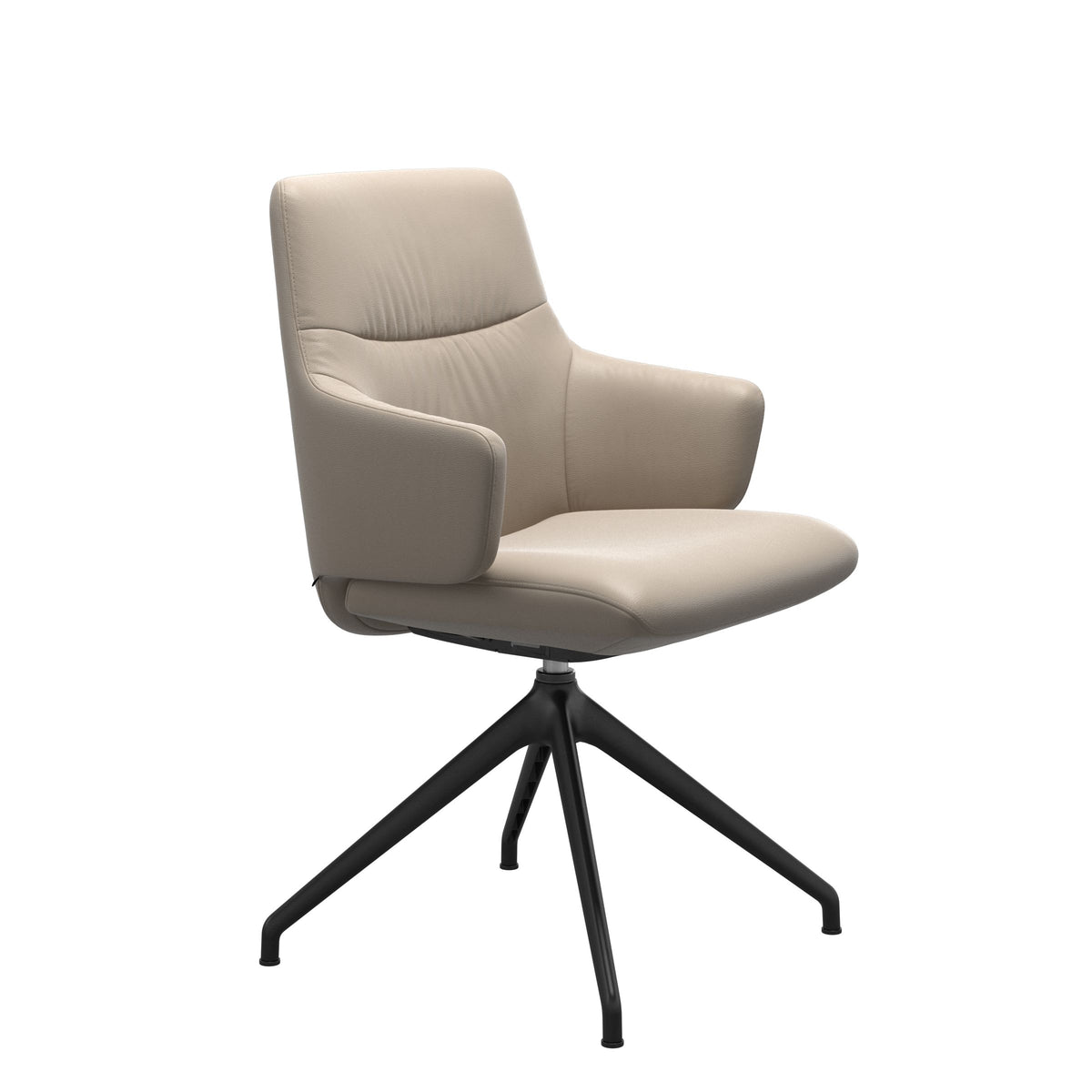 Mint Low Back Dining Chair - Paloma Mushroom - Matte Black Swivel Base - Armchair