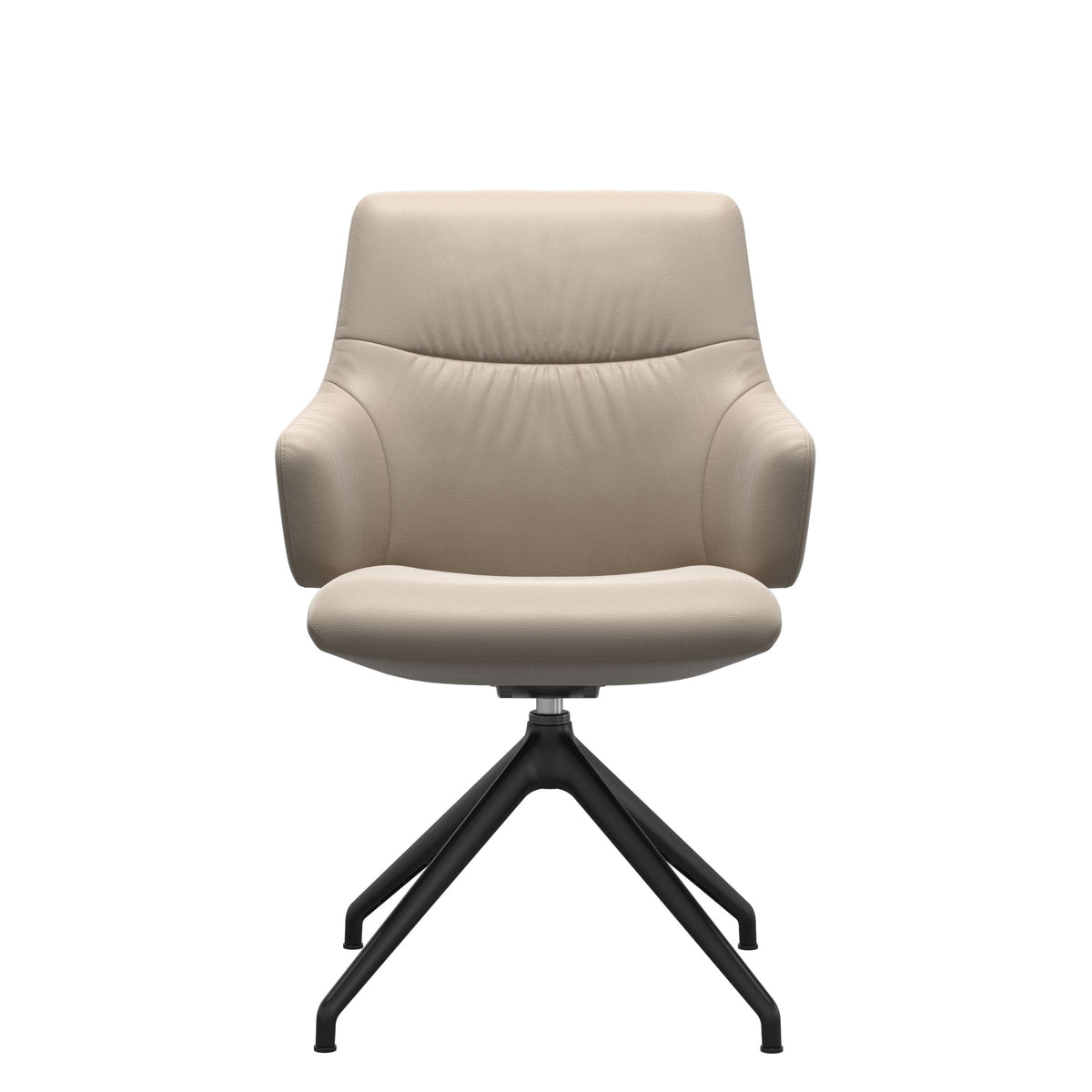Mint Low Back Dining Chair - Paloma Mushroom - Matte Black Swivel Base - Armchair
