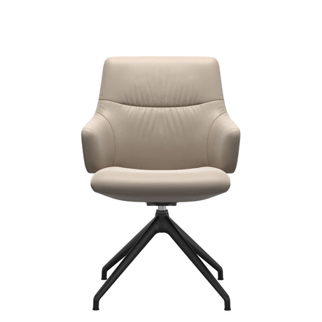Mint Low Back Dining Chair - Paloma Mushroom - Matte Black Swivel Base - Armchair