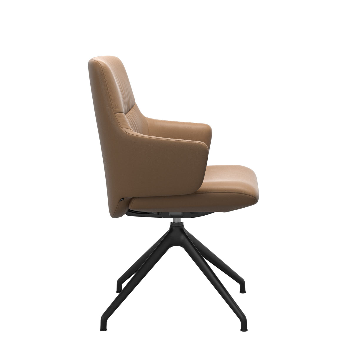 Mint Low Back Dining Chair - Paloma Taupe - Matte Black Swivel Base - Armchair
