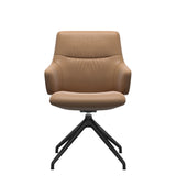 Mint Low Back Dining Chair - Paloma Taupe - Matte Black Swivel Base - Armchair