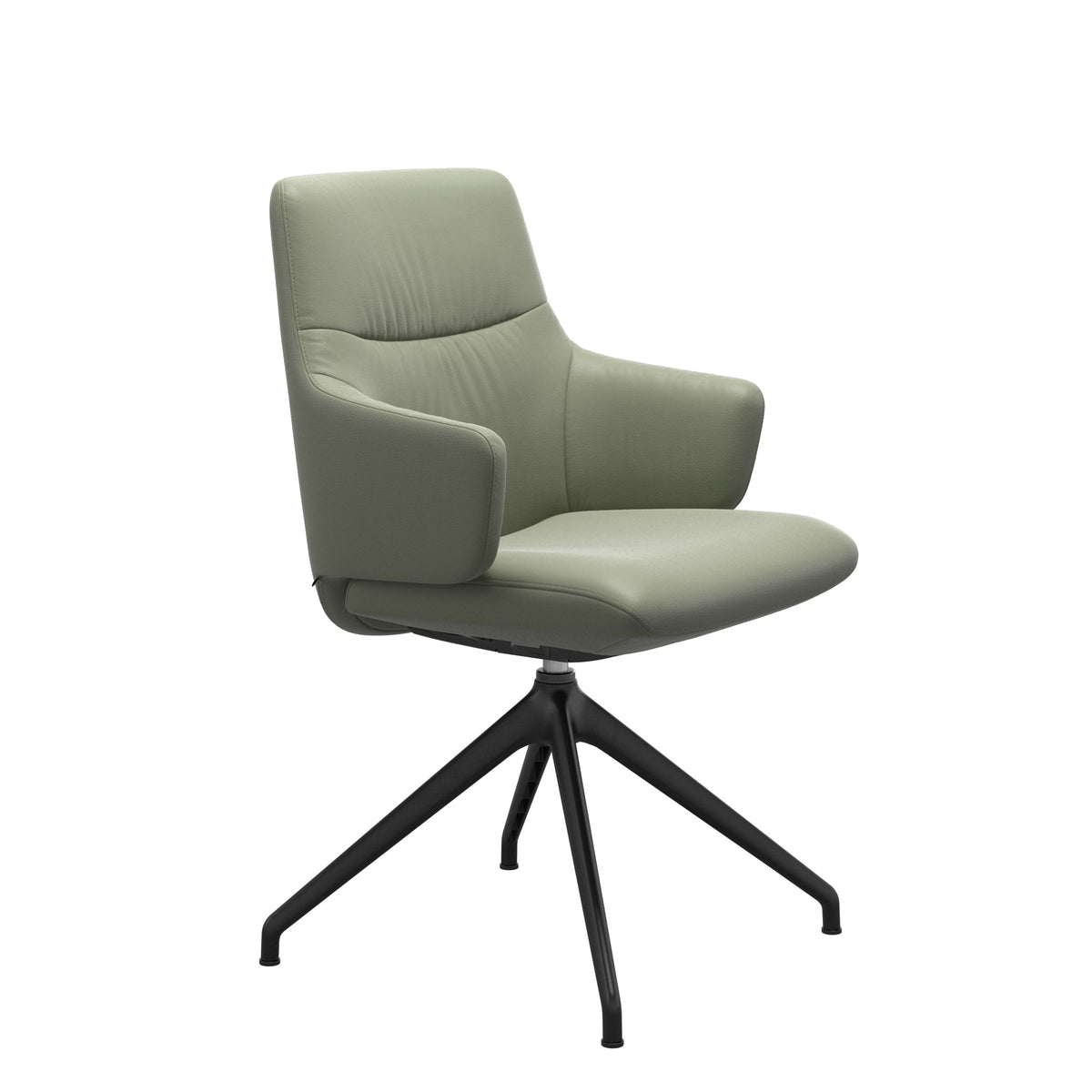Mint Low Back Dining Chair - Paloma Shadow Green - Matte Black Swivel Base - Armchair