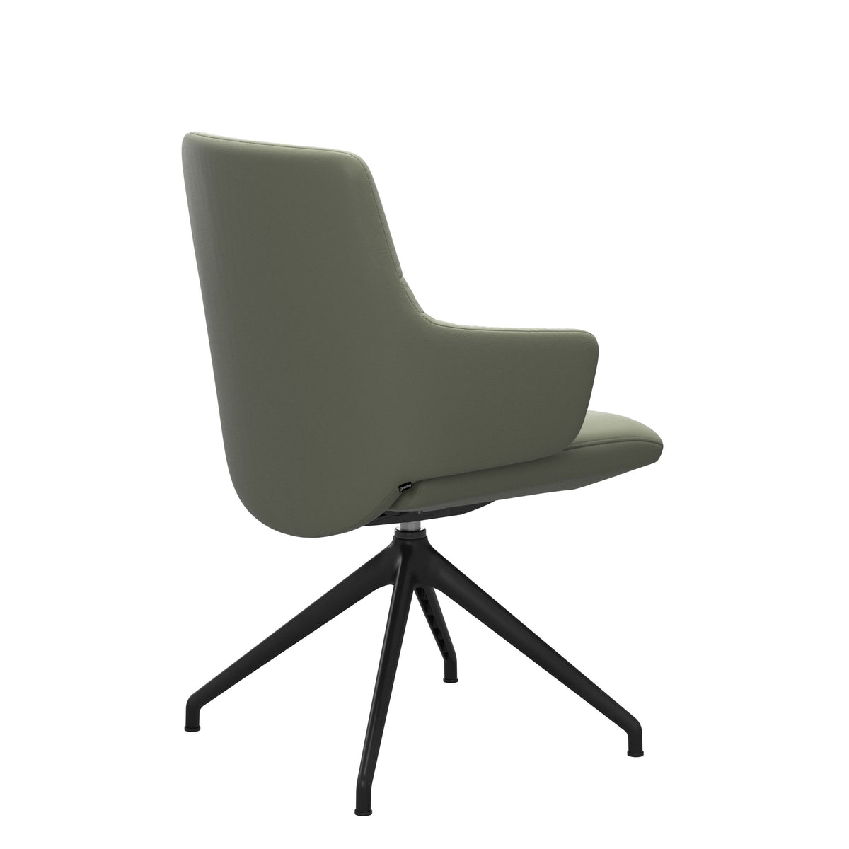 Mint Low Back Dining Chair - Paloma Shadow Green - Matte Black Swivel Base - Armchair