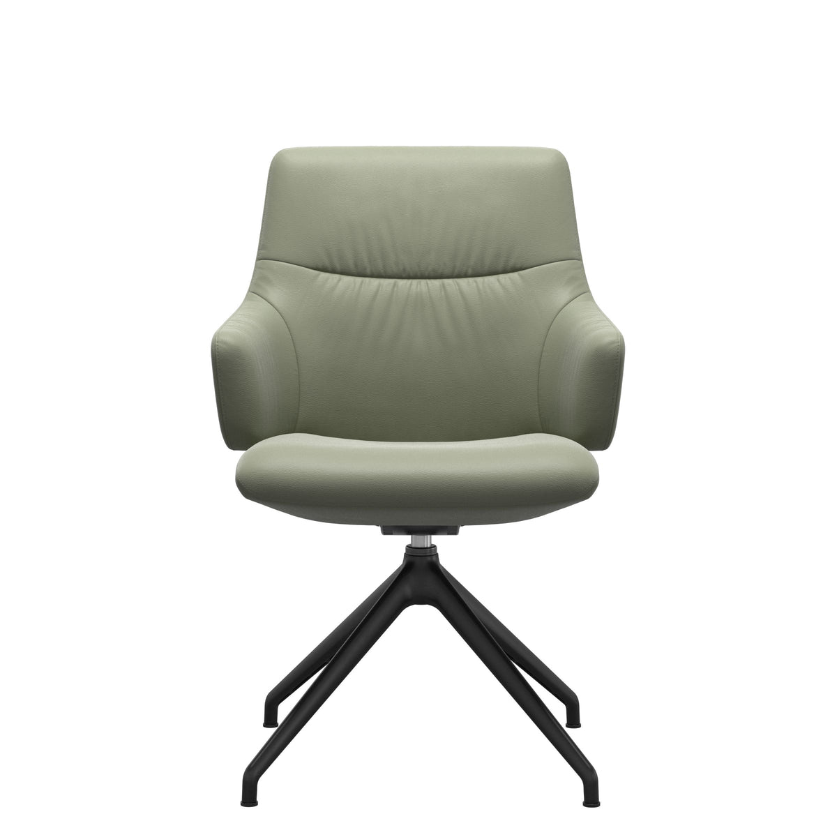 Mint Low Back Dining Chair - Paloma Shadow Green - Matte Black Swivel Base - Armchair