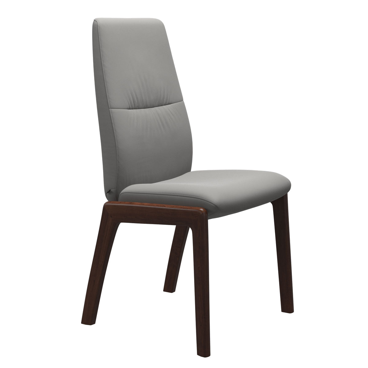 Mint High Back Dining Chair - Paloma Silver Grey - Brown Wood - D100 Armless