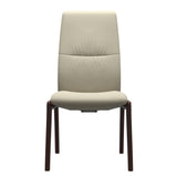 Mint High Back Dining Chair - Paloma Light Grey - Brown Wood - D100 Armless