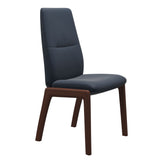 Mint High Back Dining Chair - Paloma Oxford Blue - Walnut Wood - D100 Armless