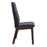 Mint High Back Dining Chair - Paloma Oxford Blue - Walnut Wood - D100 Armless