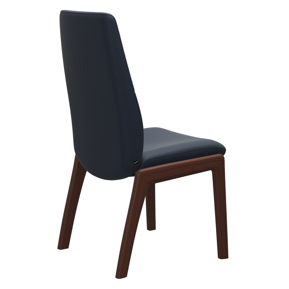 Mint High Back Dining Chair - Paloma Oxford Blue - Walnut Wood - D100 Armless
