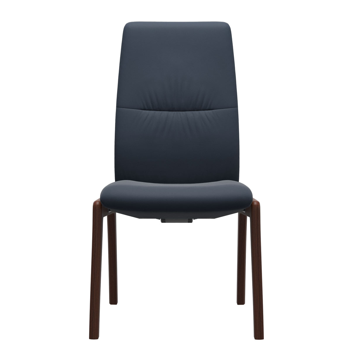 Mint High Back Dining Chair - Paloma Oxford Blue - Walnut Wood - D100 Armless