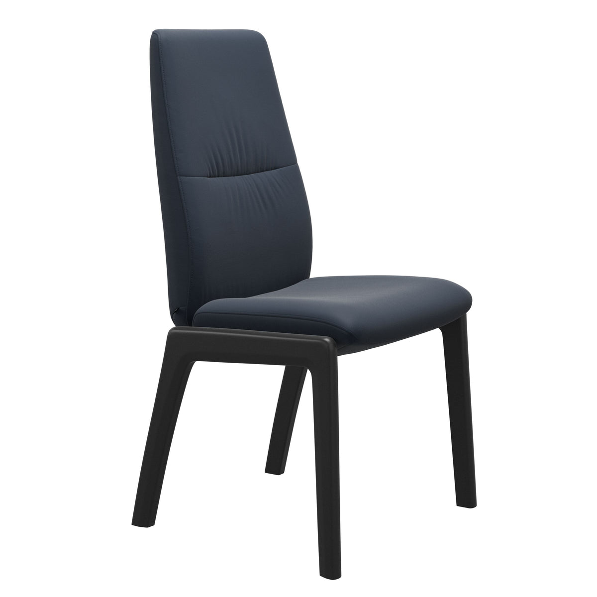 Mint High Back Dining Chair - Paloma Oxford Blue - Black Wood - D100 Armless
