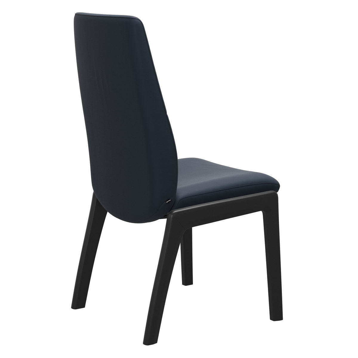 Mint High Back Dining Chair - Paloma Oxford Blue - Black Wood - D100 Armless