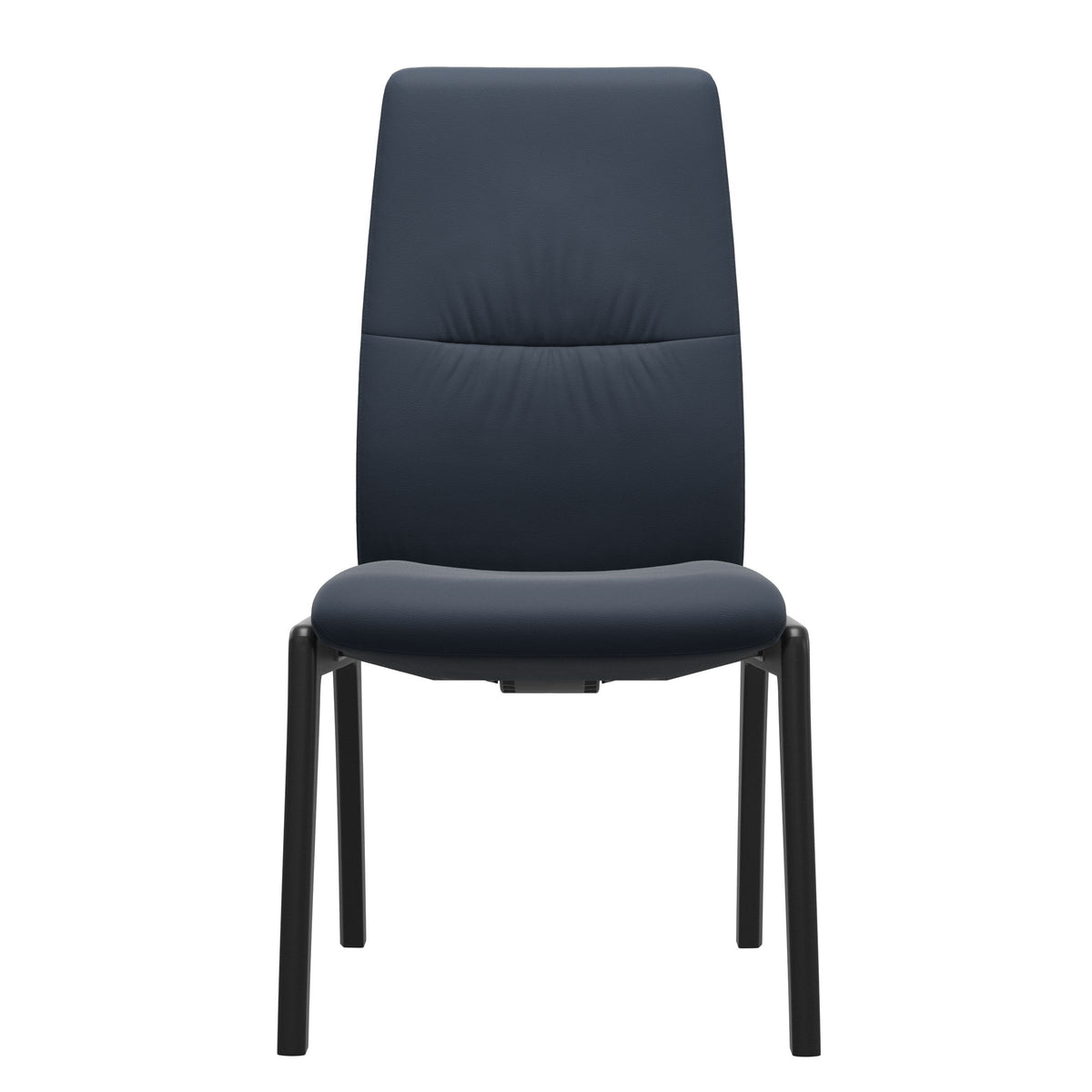 Mint High Back Dining Chair - Paloma Oxford Blue - Black Wood - D100 Armless