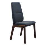 Mint High Back Dining Chair - Paloma Oxford Blue - Brown Wood - D100 Armless