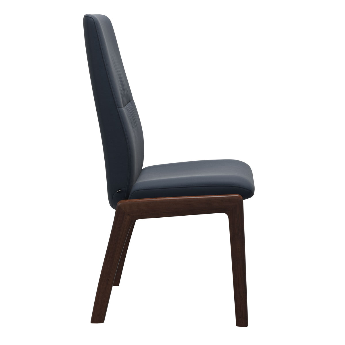 Mint High Back Dining Chair - Paloma Oxford Blue - Brown Wood - D100 Armless