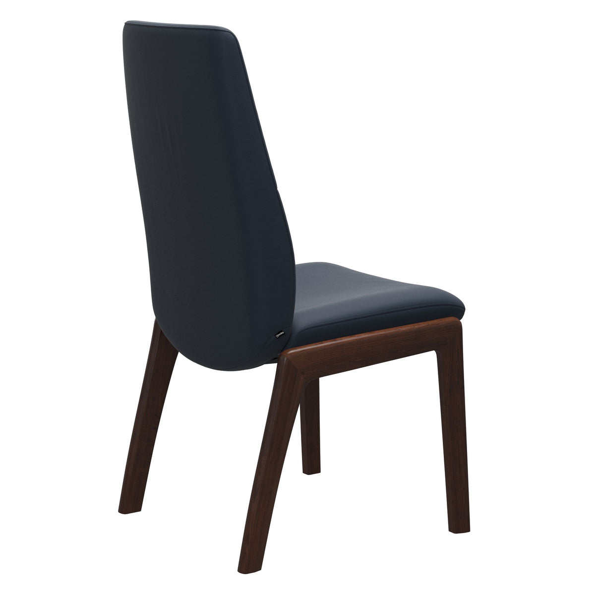Mint High Back Dining Chair - Paloma Oxford Blue - Brown Wood - D100 Armless