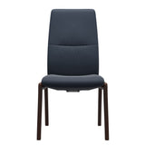 Mint High Back Dining Chair - Paloma Oxford Blue - Brown Wood - D100 Armless