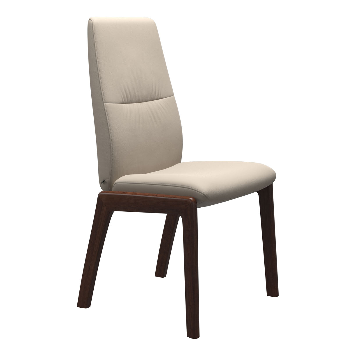 Mint High Back Dining Chair - Paloma Fog - Brown Wood - D100 Armless