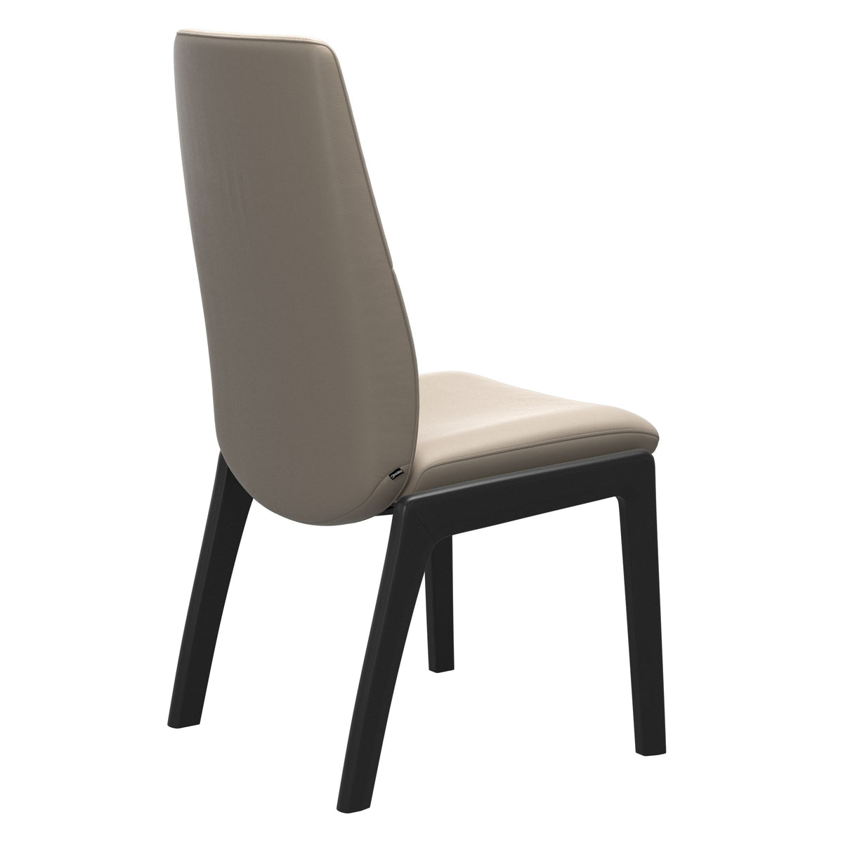 Mint High Back Dining Chair - Paloma Mushroom - Black Wood - D100 Armless
