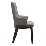 Mint High Back Dining Chair - Paloma Silver Grey - Brown Wood - D100 Armchair