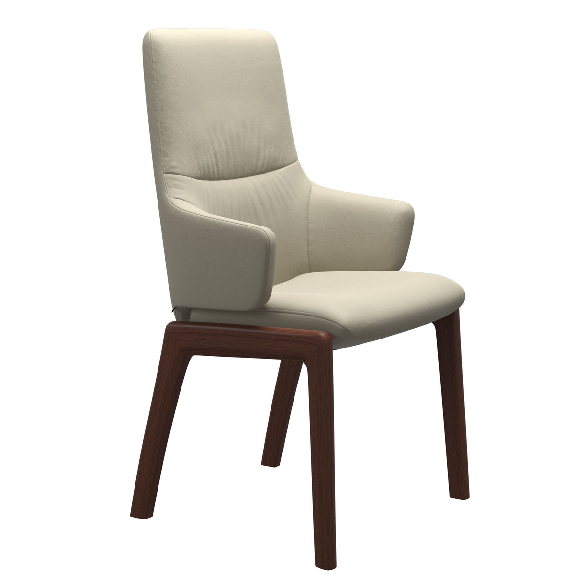 Mint High Back Dining Chair - Paloma Light Grey - Walnut Wood - D100 Armchair