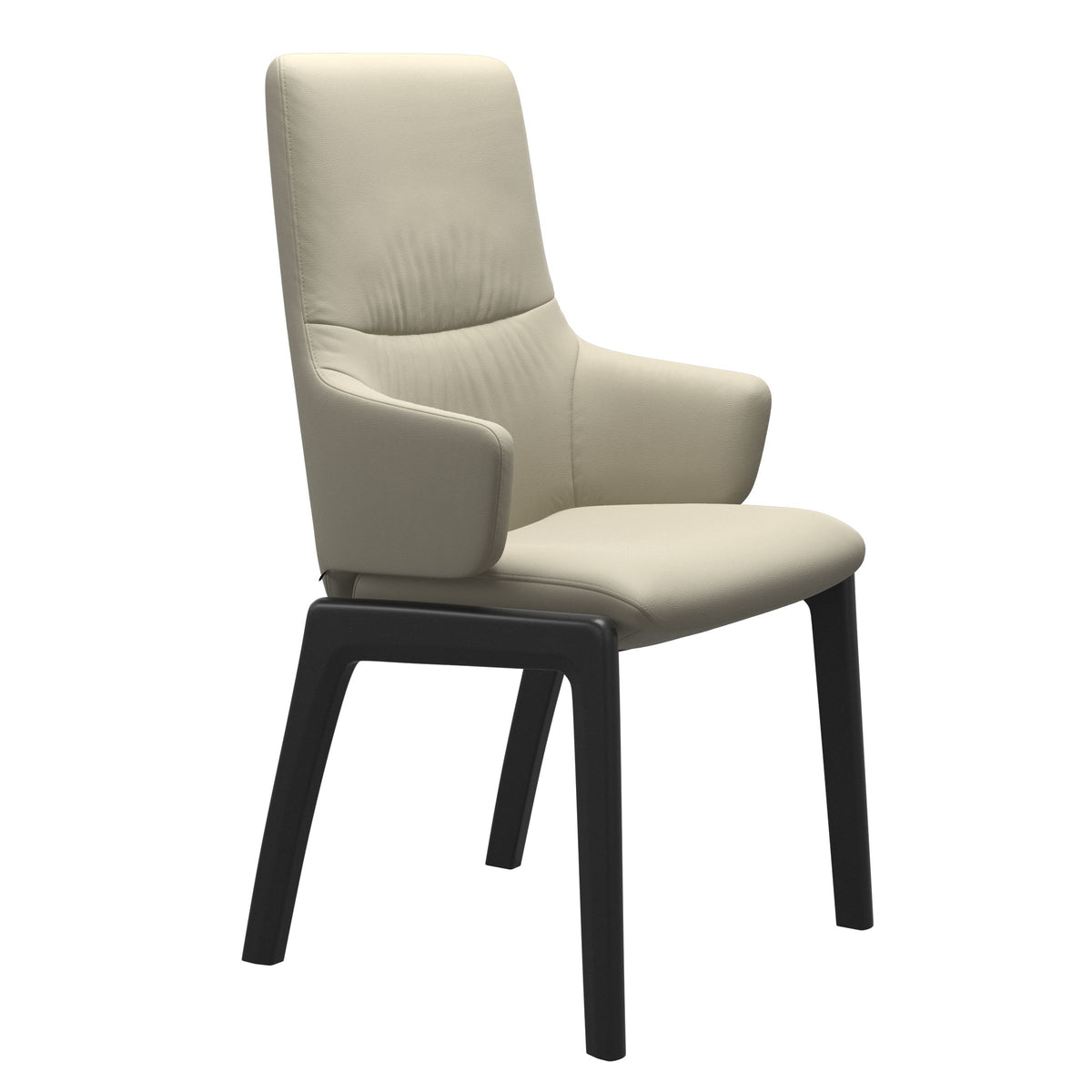 Mint High Back Dining Chair - Paloma Light Grey - Black Wood - D100 Armchair