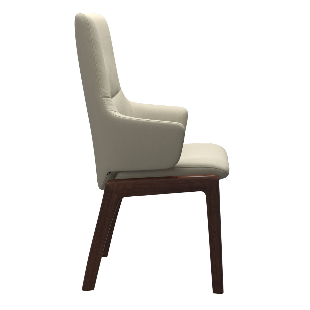 Mint High Back Dining Chair - Paloma Light Grey - Brown Wood - D100 Armchair
