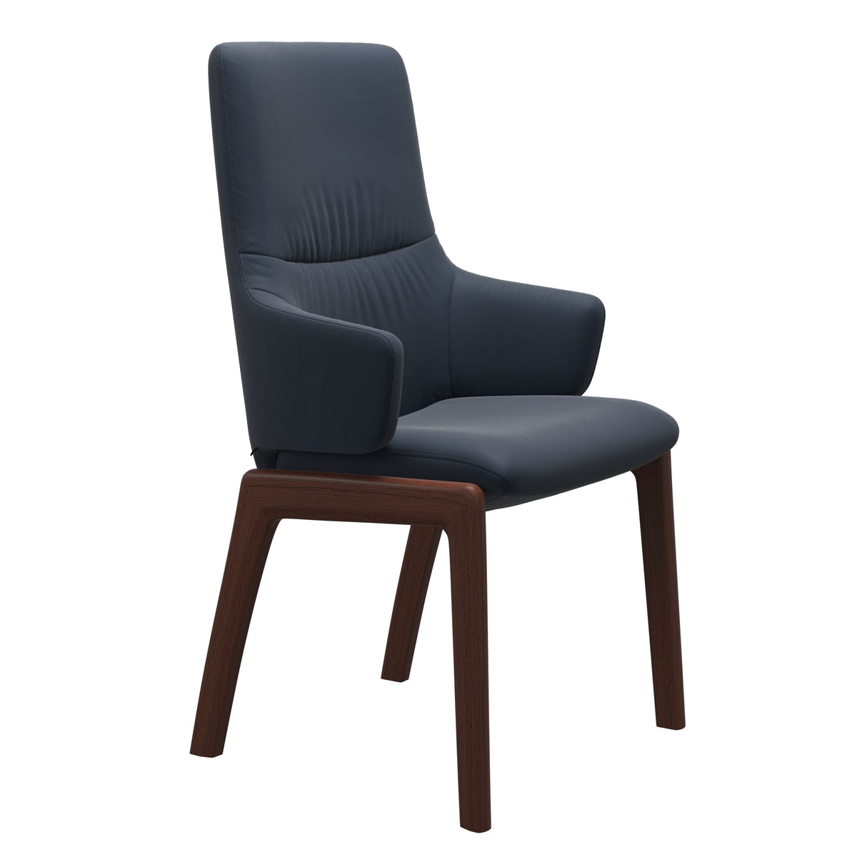 Mint High Back Dining Chair - Paloma Oxford Blue - Walnut Wood - D100 Armchair