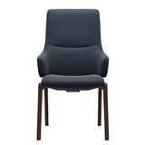 Mint High Back Dining Chair - Paloma Oxford Blue - Walnut Wood - D100 Armchair