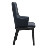 Mint High Back Dining Chair - Paloma Oxford Blue - Black Wood - D100 Armchair