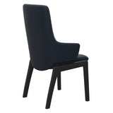 Mint High Back Dining Chair - Paloma Oxford Blue - Black Wood - D100 Armchair