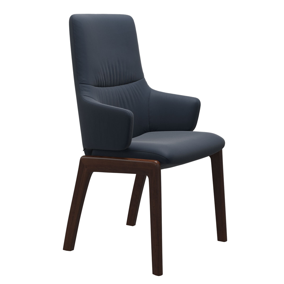Mint High Back Dining Chair - Paloma Oxford Blue - Brown Wood - D100 Armchair