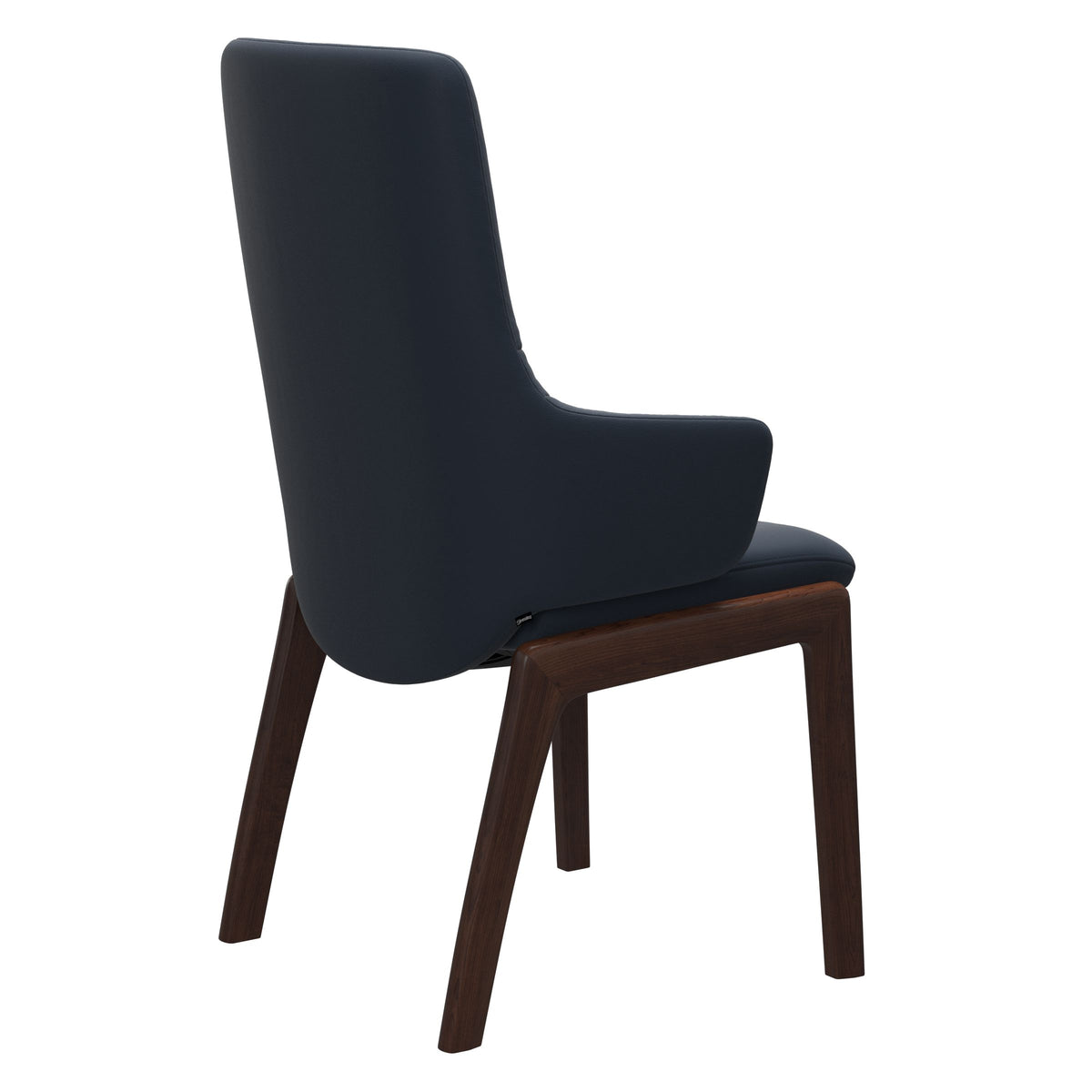Mint High Back Dining Chair - Paloma Oxford Blue - Brown Wood - D100 Armchair